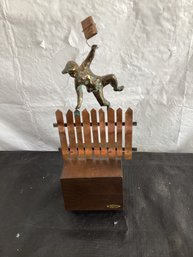 Vintage Curtis Jere Sculpture Bronze Boy Copper Fence