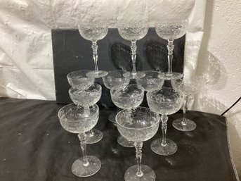 12 Crystal Champagne Glasses