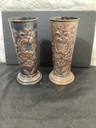2 Embossed Vases Copper?