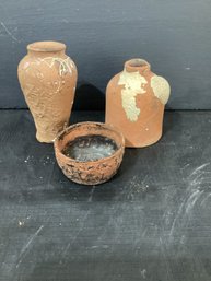 3 Vintage  Terracotta  Pots