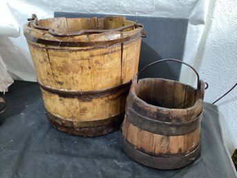 Vintage Wooden Water Buckets