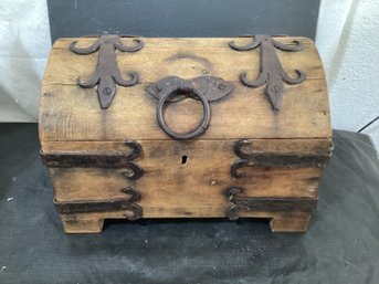 Wood Chest With Iron Handles And Decoration