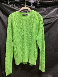 Lauren Ralph Lauren Green Cable Knit Cotton Sweater