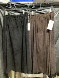 Black & Brown Vakko Long Suede Skirts