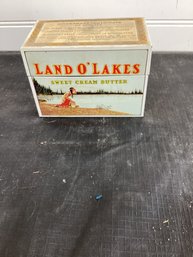 Vintage Land O' Lakes Sweet Cream Butter Metal Tin Recipe Card Box