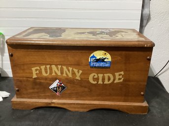 Funny Cide Hand Painted Wooden Box Signed Delong