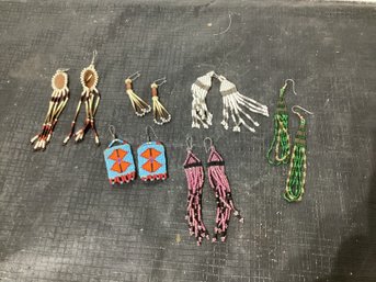 6  Pairs Of Beaded Hanging Earrings