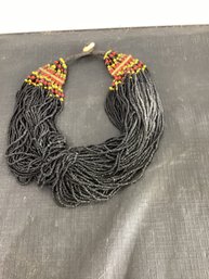 Vintage Naga Black Beaded Choker  Necklace