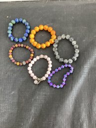 6 Beaded Bracelets Elastic