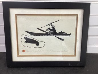 Signed Print-Eskimo And Walrus-by Henry Napartuk