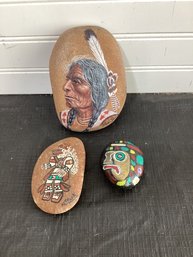 3 Hand Painted Rocks