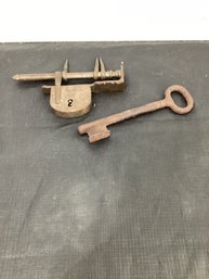 Vintage Padlock And Vintage Skelton Key
