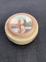 Vintage Sewing Kit In Tin With Native American Image On Lid