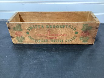 Vintage Wooden Cheese Box Swifts Brookfield 5 Lb. White American