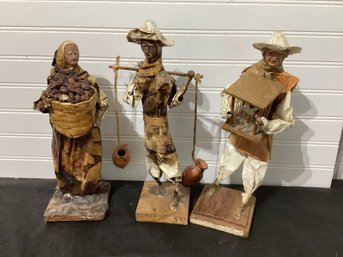 3 Vintage Mexican Folk Art Paper Mache Sculptures