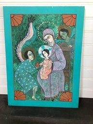 Angelic Adoration Of Child Jeasus Signed Delgado 1991