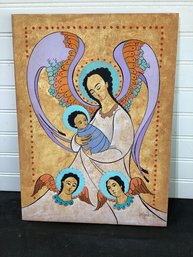 Angels With Christ Child Signed Delgado