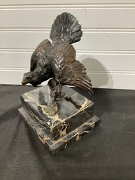 Polychrome Austrian Bronze Of Turkey On Marble Plinth Unsigned