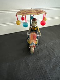 Monkey On Motorcycle Friction Tin Toy