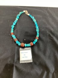 Jay King  Turquoise Nugget Amber 925 Sterling Silver Southwest Necklace