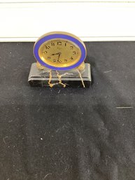 Figaro Bronze Miniature Clock Marble Base