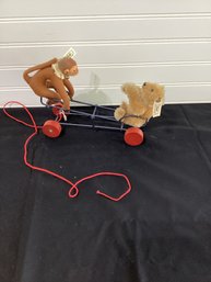 Steiff WIG WAG Seesaw PULL TOY Mohair Teddy Bear Monkey