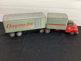 Vintage SSS Toy Truck With Cab And Double Trailer