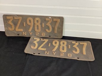 1928 NEW YORK LICENSE PLATES ORIGINAL