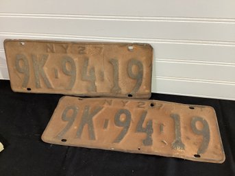 Vintage 1927 New York License Plates