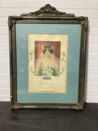 1919 Calendar With Image Of Bride Framed