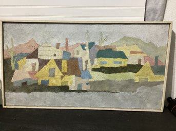 Textured Oil Paint On Canvas Of Village  Stan Fraydas