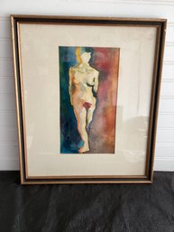 David Stein W/C Colorful Female Nude Work On Paper