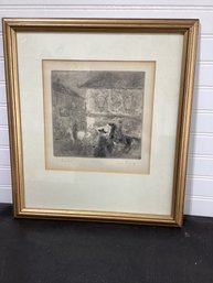 Limited Edition 69/100 Etching Tilted Mirabel By Lang Rudolf Signed