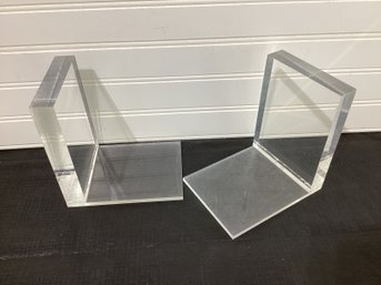 Lucite Bookends Clear  Mid Century Modern MCM