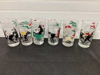 6 Vintage Libby Racetrack Glassware