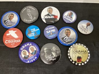 12  Barack Obama Campaign Buttons Pins