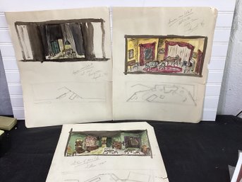 Stage Designs  For Heaven Can Wait And The Time Of Your Life Dated 1945  & 1947