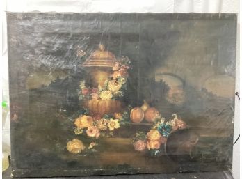 Attributed Catherine Wright O/C Floral Still Life W/ Vessels