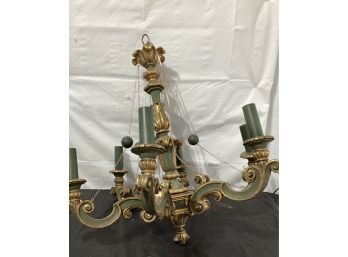 Louis XVI Classical Carved Wood Painted Chandelier