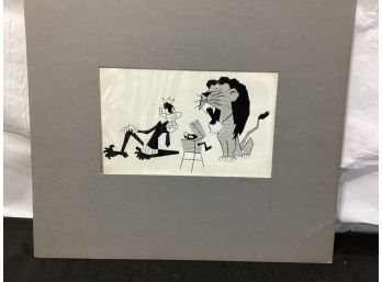 Cartoon Illustration 1950s  Signed Salmon On Mat Board