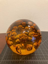 Large Amber Glass Paperweight