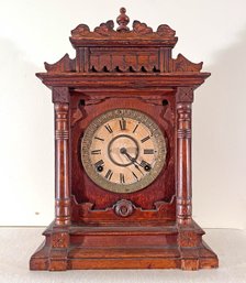 Seth Thomas Victorian Wood Cased Mantel Clock 3-5/8 Movement