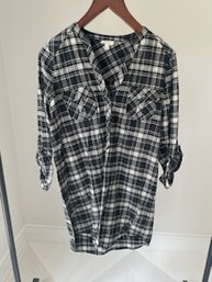 Joie Soft Black Women's Button Plaid Flannel Size S