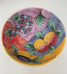 Italian Vietri Handcrafted, Colorful Painted 12' Diameter Serving Bowl Or Decorative Object