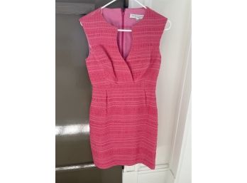 Trina Turk Size 4 Pink Pin-tucked Bright Pink Short Shift Dress