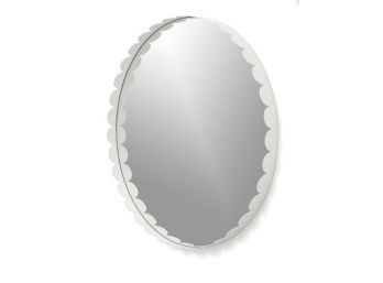 Crate  Barrel Round White Scalloped Ninna Mirror