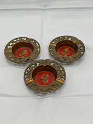 Three Chinese Vintage Brass Bowls