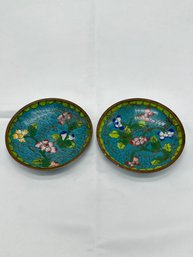 Pair Of Chinese Cloisonne Small Plates-late 19th C