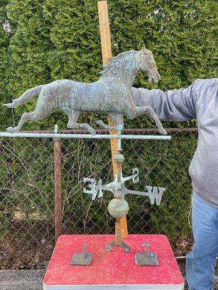 Antique Copper Horse Weathervane With Directionals (2 Of 2)