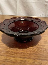 Vintage Red Glass Candy Dish